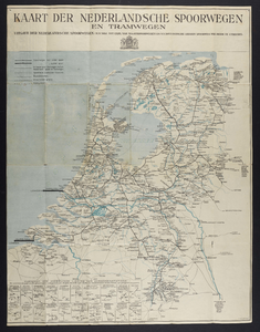 29383 Kaart van het lijnennet van de spoorwegen en tramwegen in Nederland, uitgegeven door de N.V. Nederlandsche ...